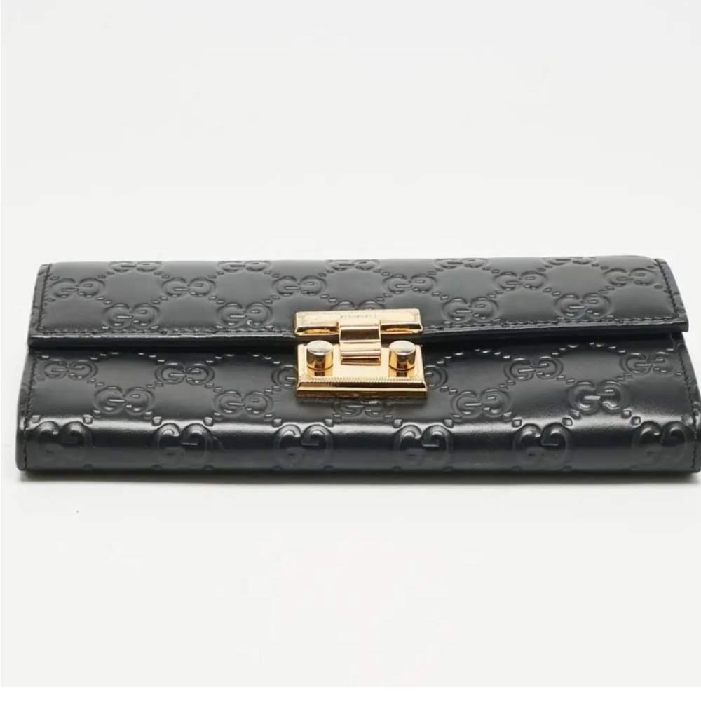 Gucci- Guccissima Padlock Continental Chain Wallet Black - Picture 3 of 8